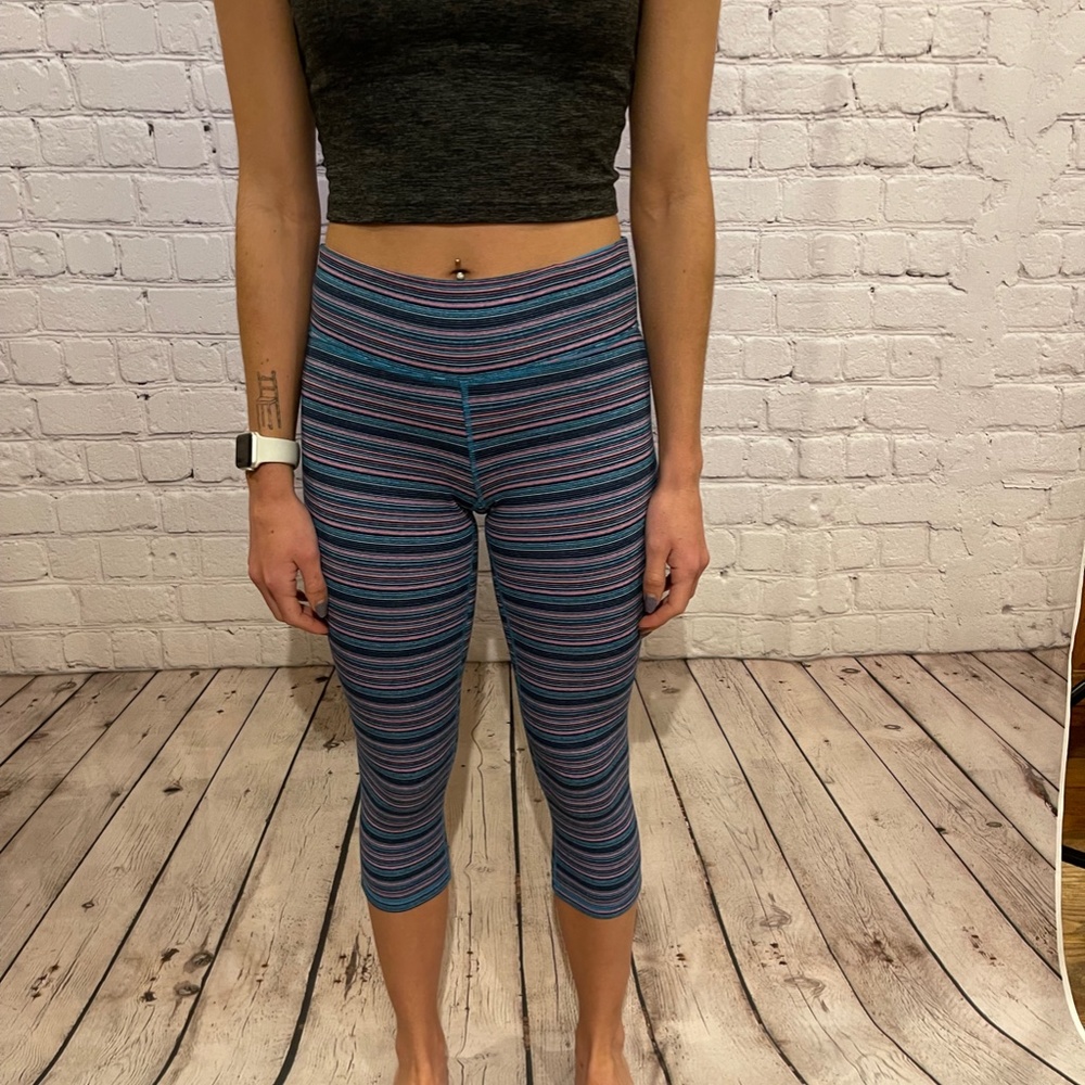 Striped Athletic Capri Dry-Fit Pants